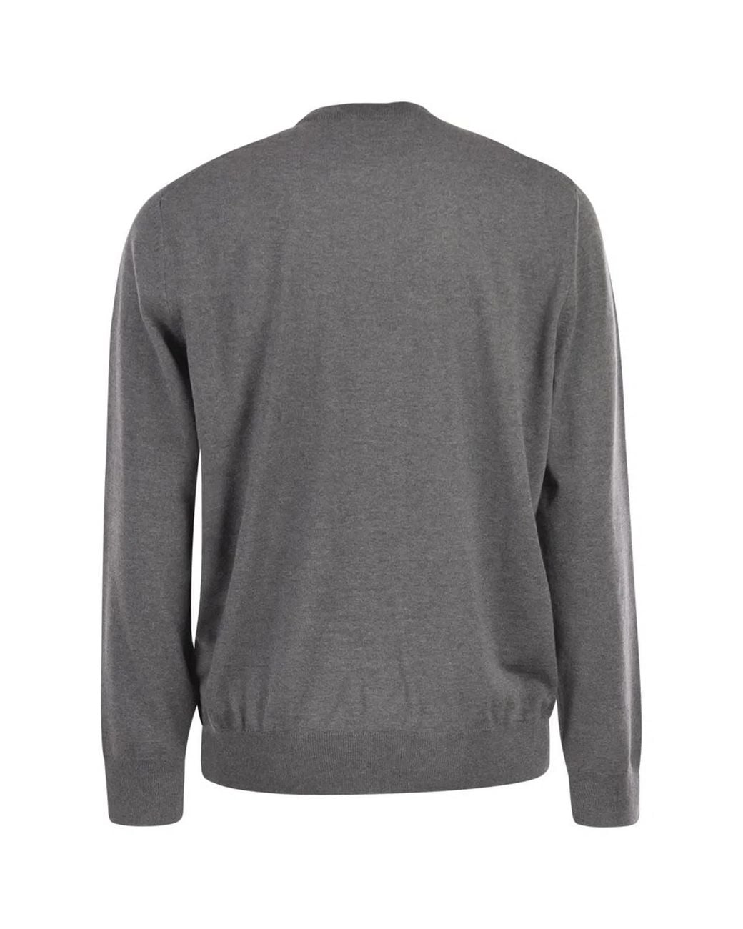 Boss Gray Regular Fit Virgin Wool Jumper With Embroidered Logo for men