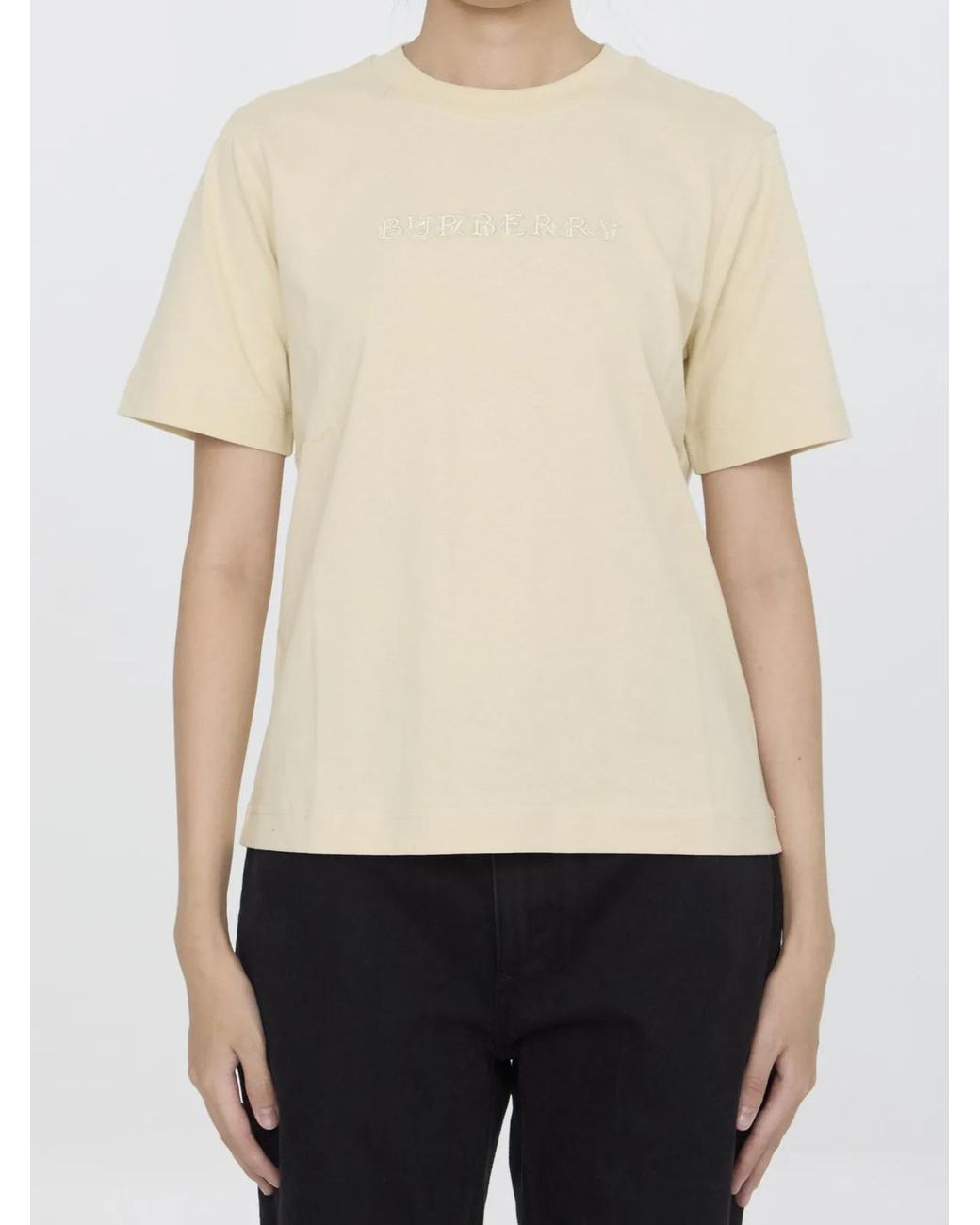 Burberry Natural Cream Cotton T-Shirt