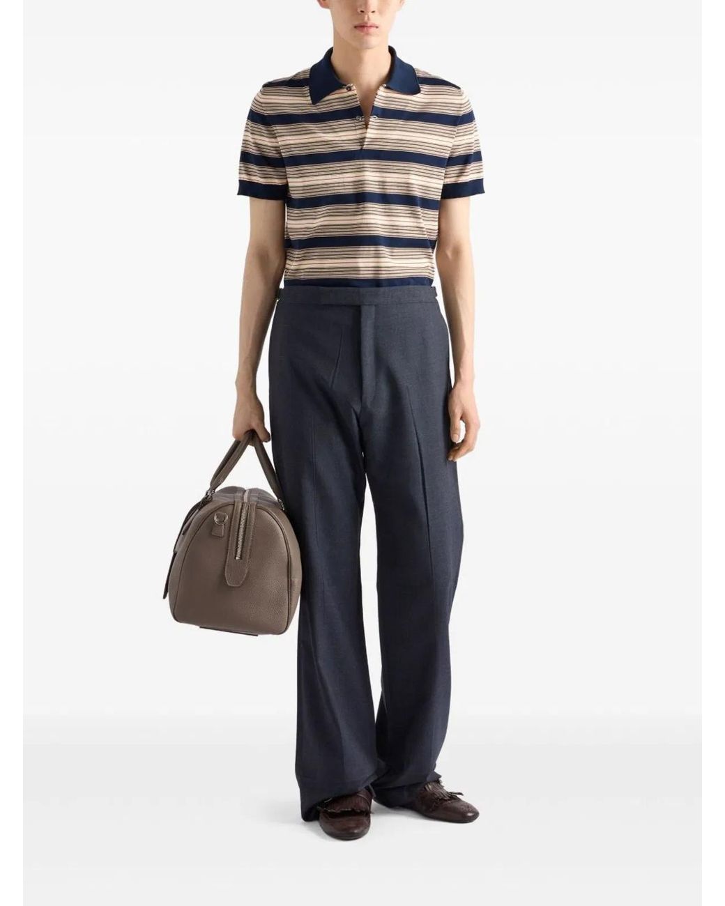 Prada Blue Cotton Polo Shirt for men