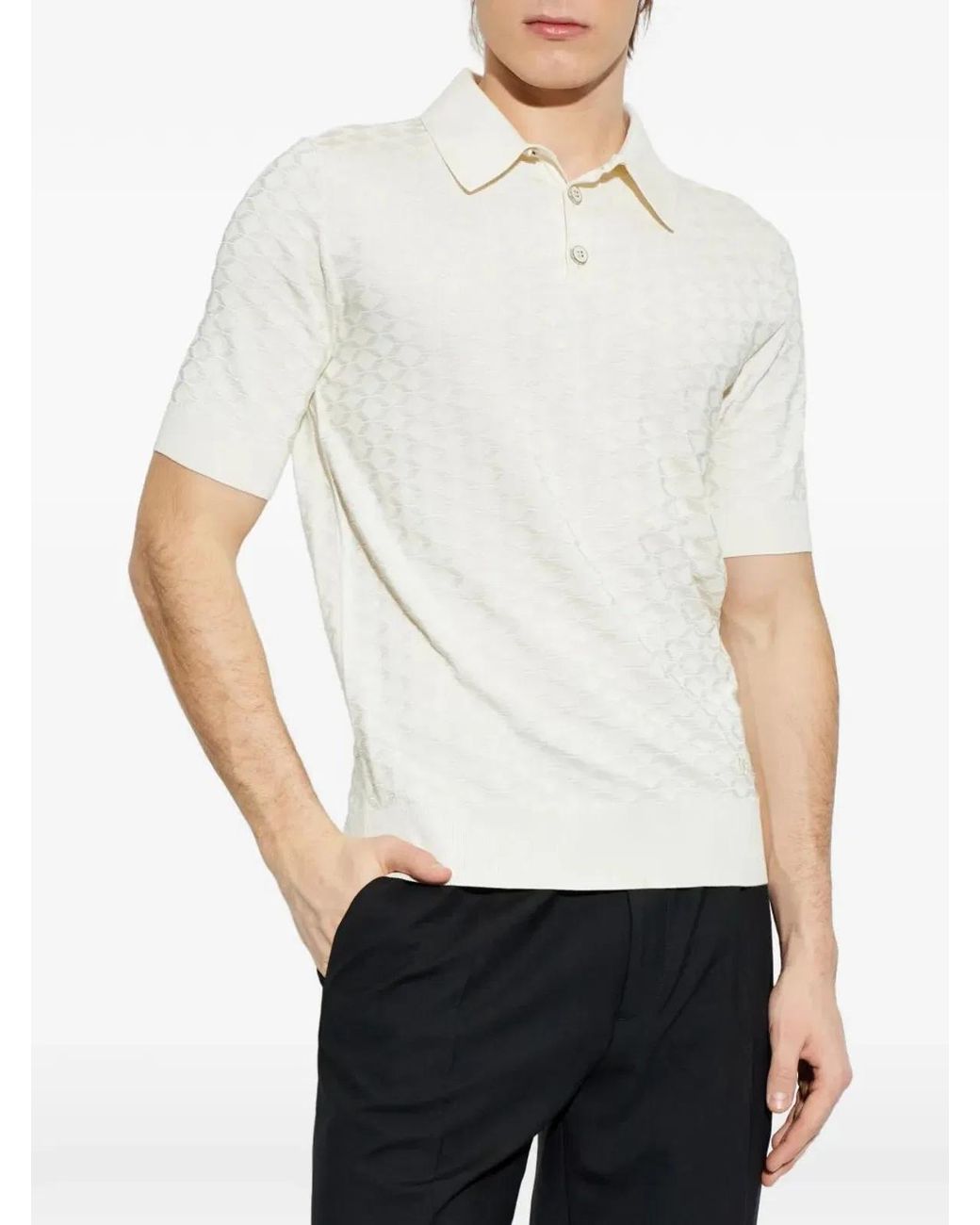 Dolce & Gabbana White Dolce & Gabbana Polo Neck Jumper S/S for men