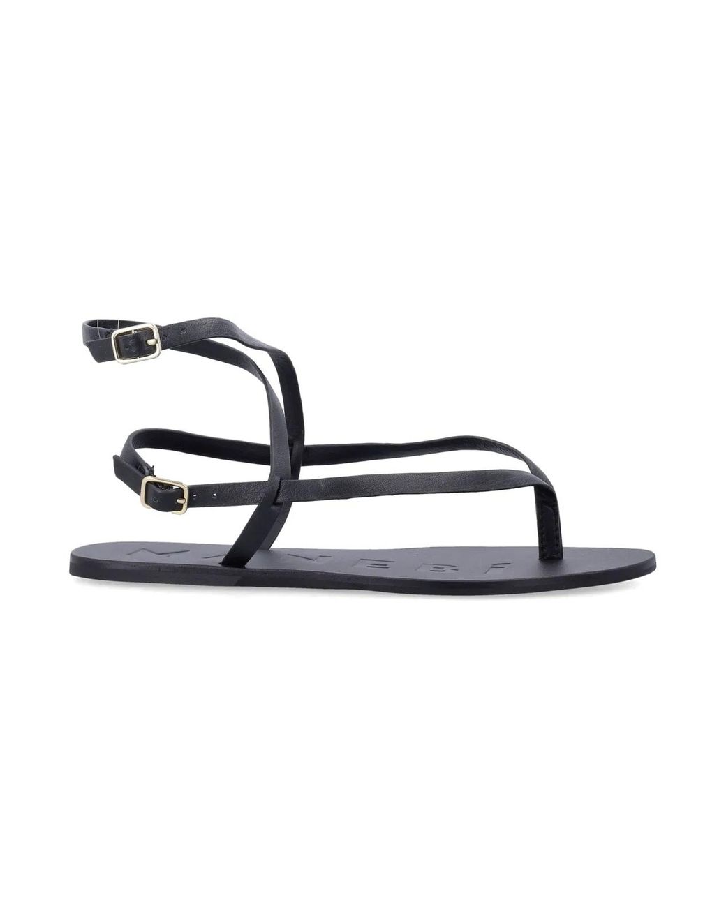 Manebí Black Manebi Leather Thong Sandals