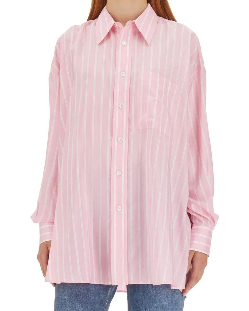 Bottega Veneta Pink Striped Silk Shirt