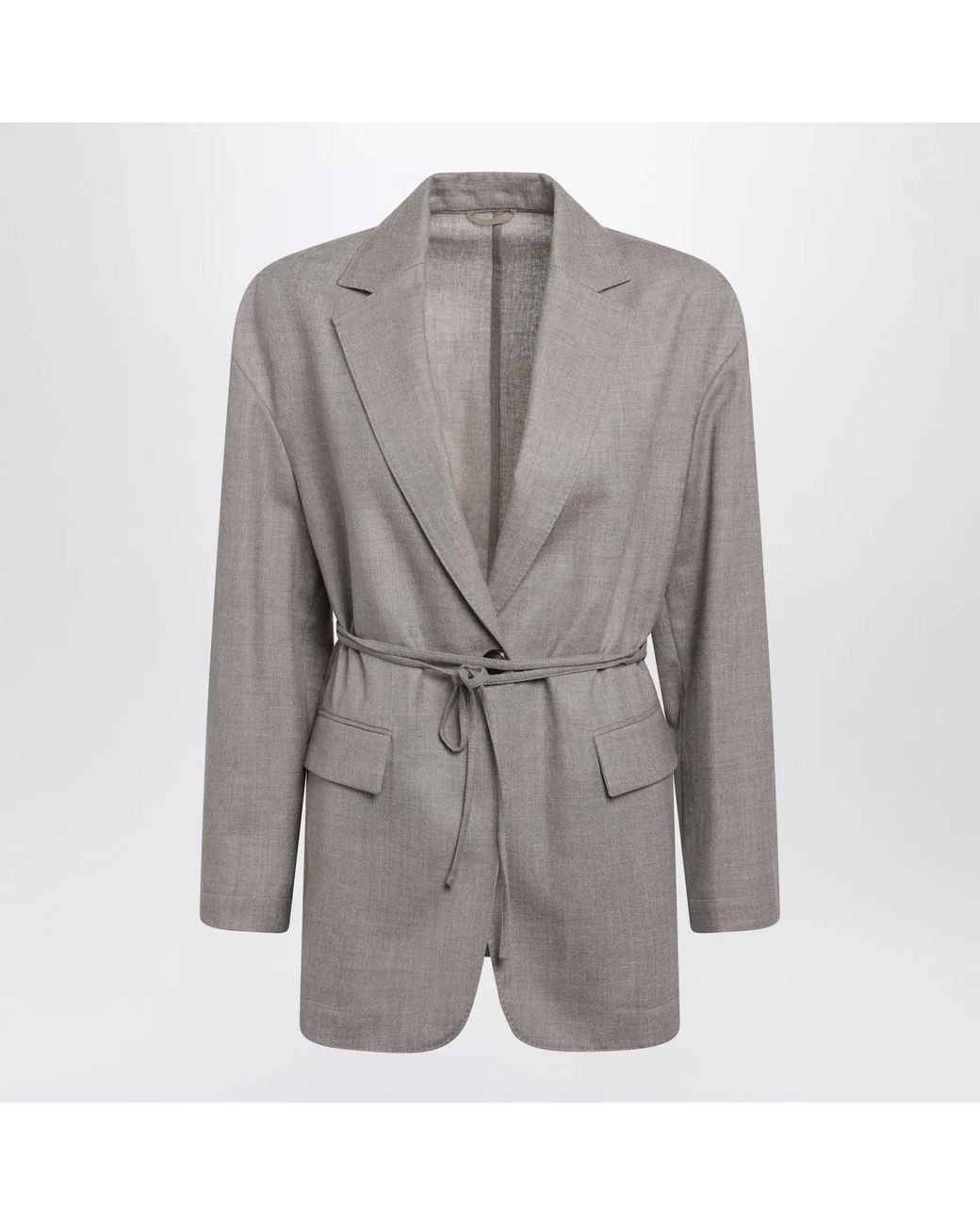 Brunello Cucinelli Gray Melange Virgin Wool Blazer