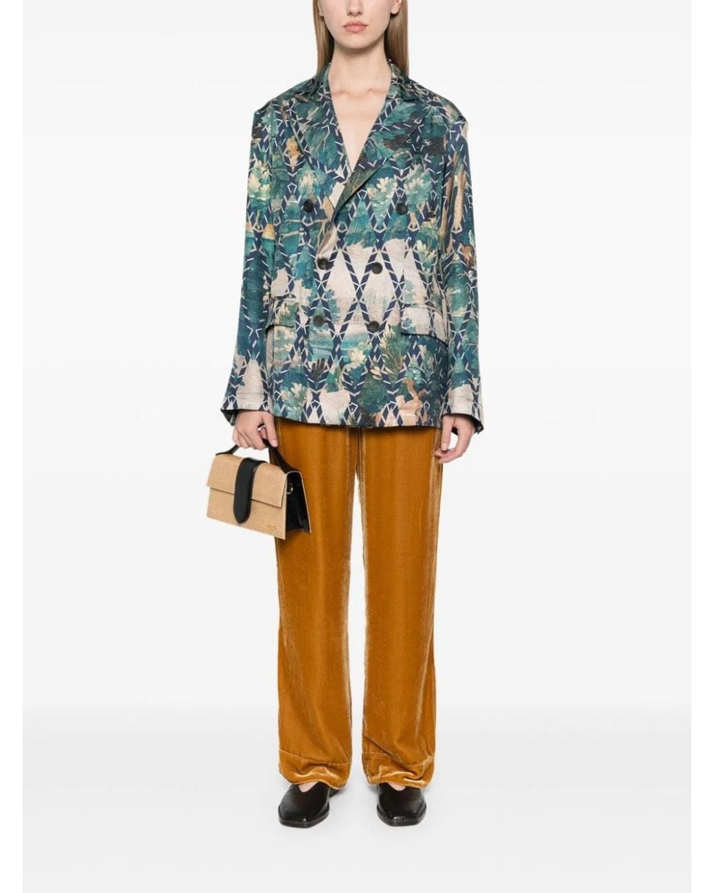 Pierre Louis Mascia Blue Printed Silk Jacket