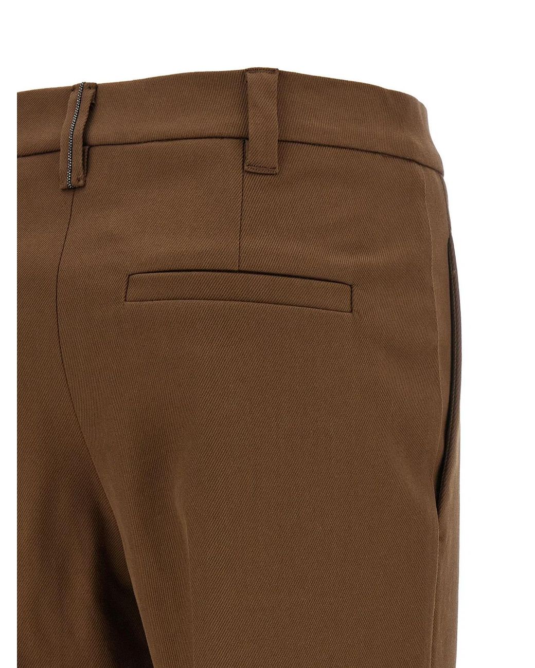 Brunello Cucinelli Brown Cotton Cropped Pants