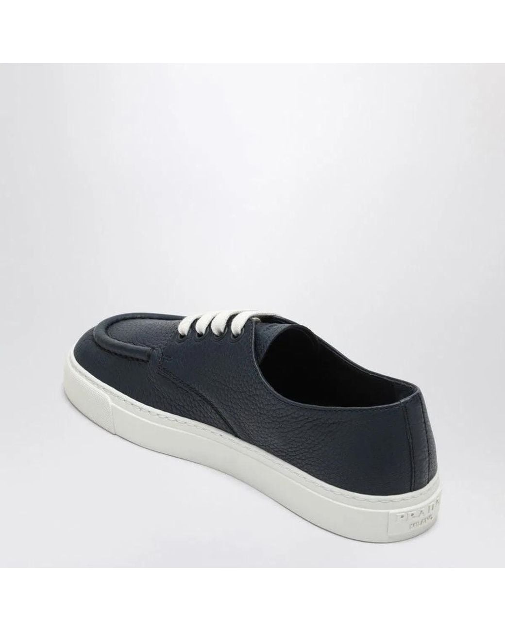 Prada Blue Baltic Hammered Leather Sneaker for men