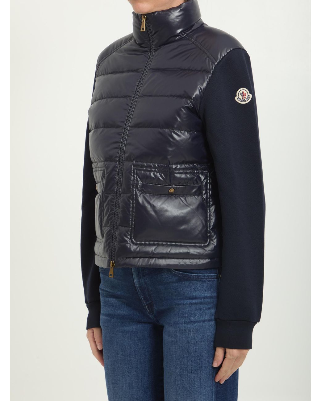 Moncler Blue Hybrid Puffer Bomber Jacket