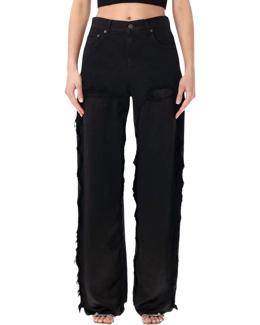 Haikure Black Bonnie Satin Bull Boyfriend Pants