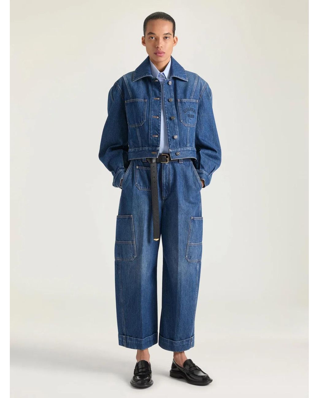 Givenchy Blue Medium Cropped Cocoon Cargo Jeans