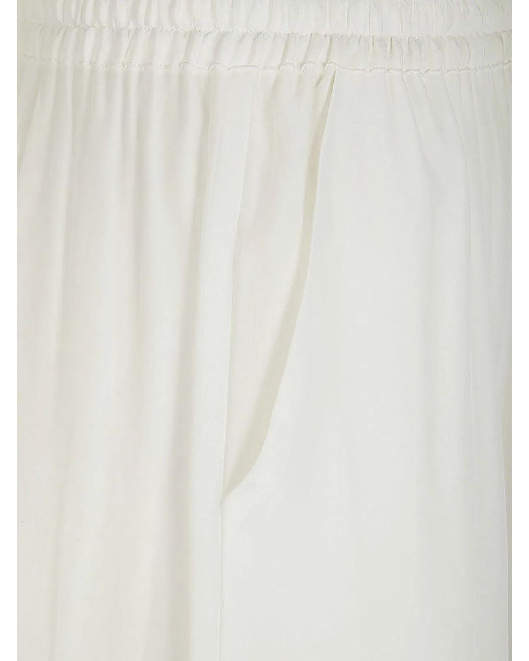 P.A.R.O.S.H. White Wide Leg Silk Trouser