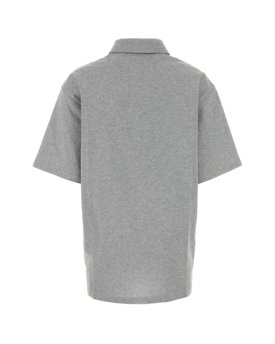 Miu Miu Gray Cotton Blend Oversize Polo Shirt