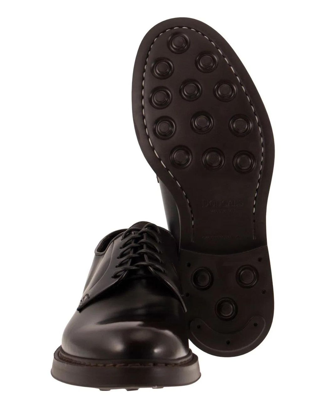 Doucal's Black Leather Derby Lace-Up for men