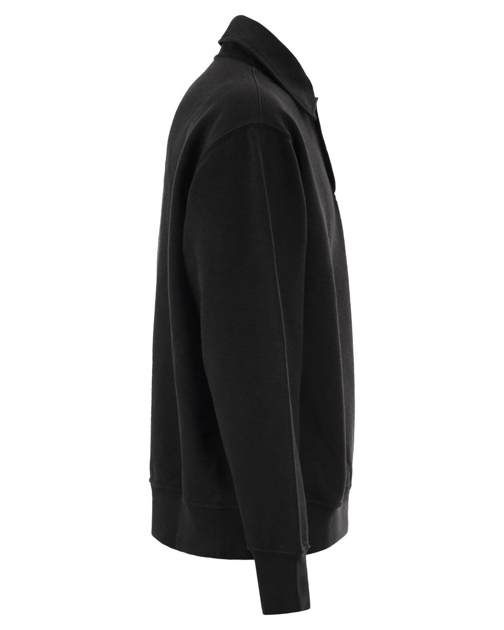 Stone Island Black Cotton Sweatshirt With Polo Collar for men