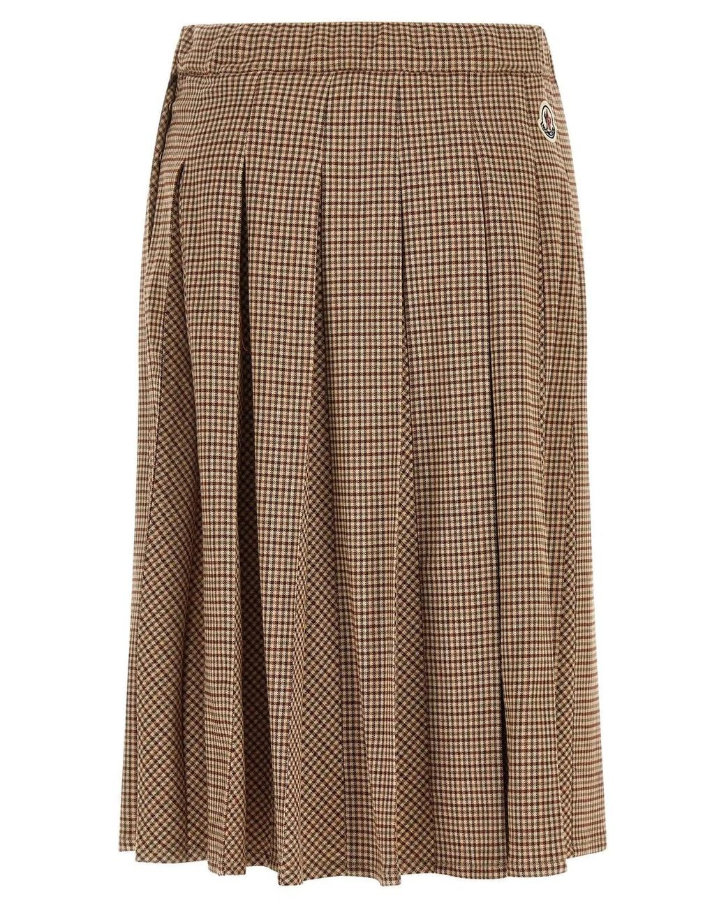 Moncler Brown Pleated Midi Skirt