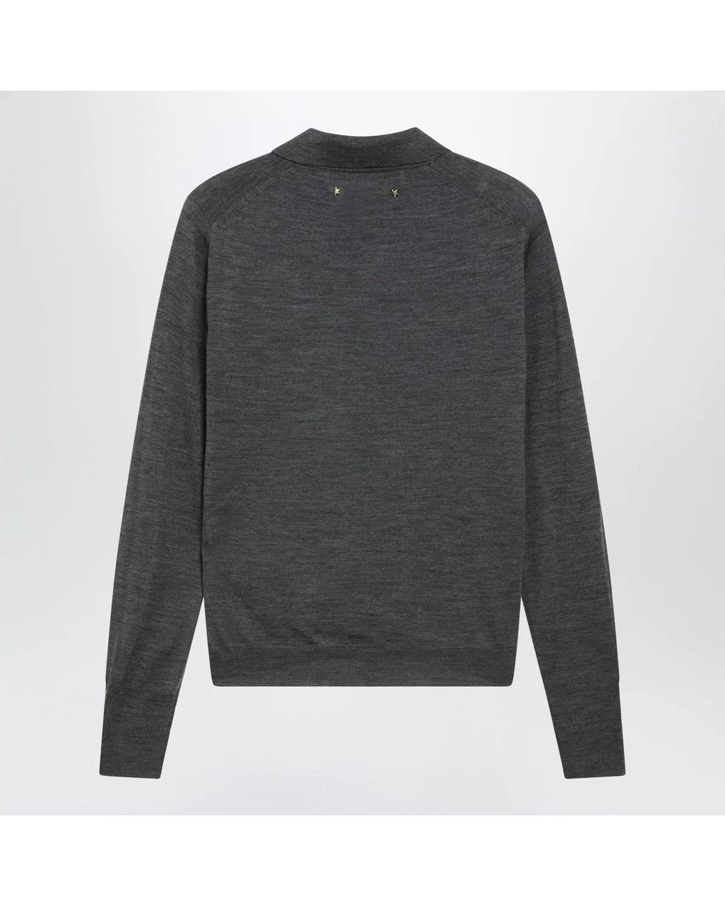 Golden Goose Deluxe Brand Gray Anthracite Virgin Wool Long-Sleeved Polo Shirt