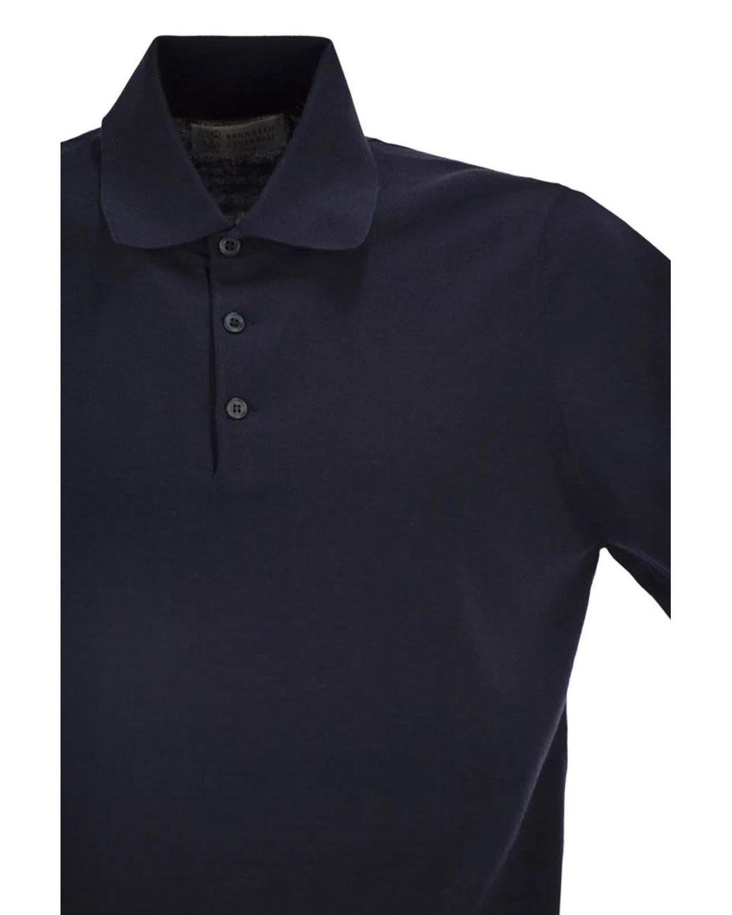 Brunello Cucinelli Blue Lightweight Cotton Knit Polo Shirt for men