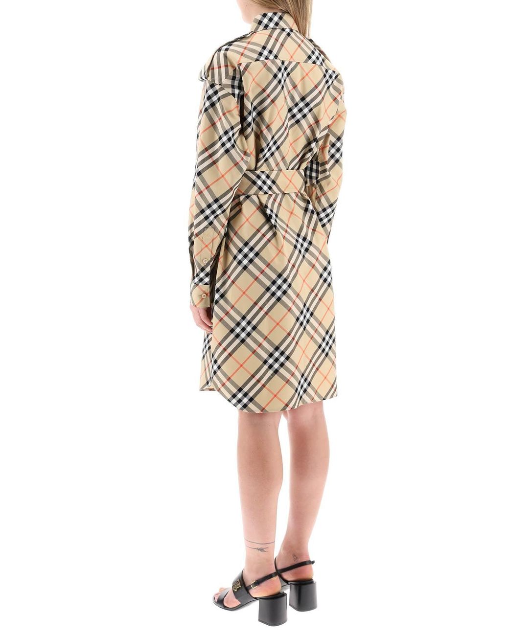 Burberry Natural Ered Cotton Chemisier Dress
