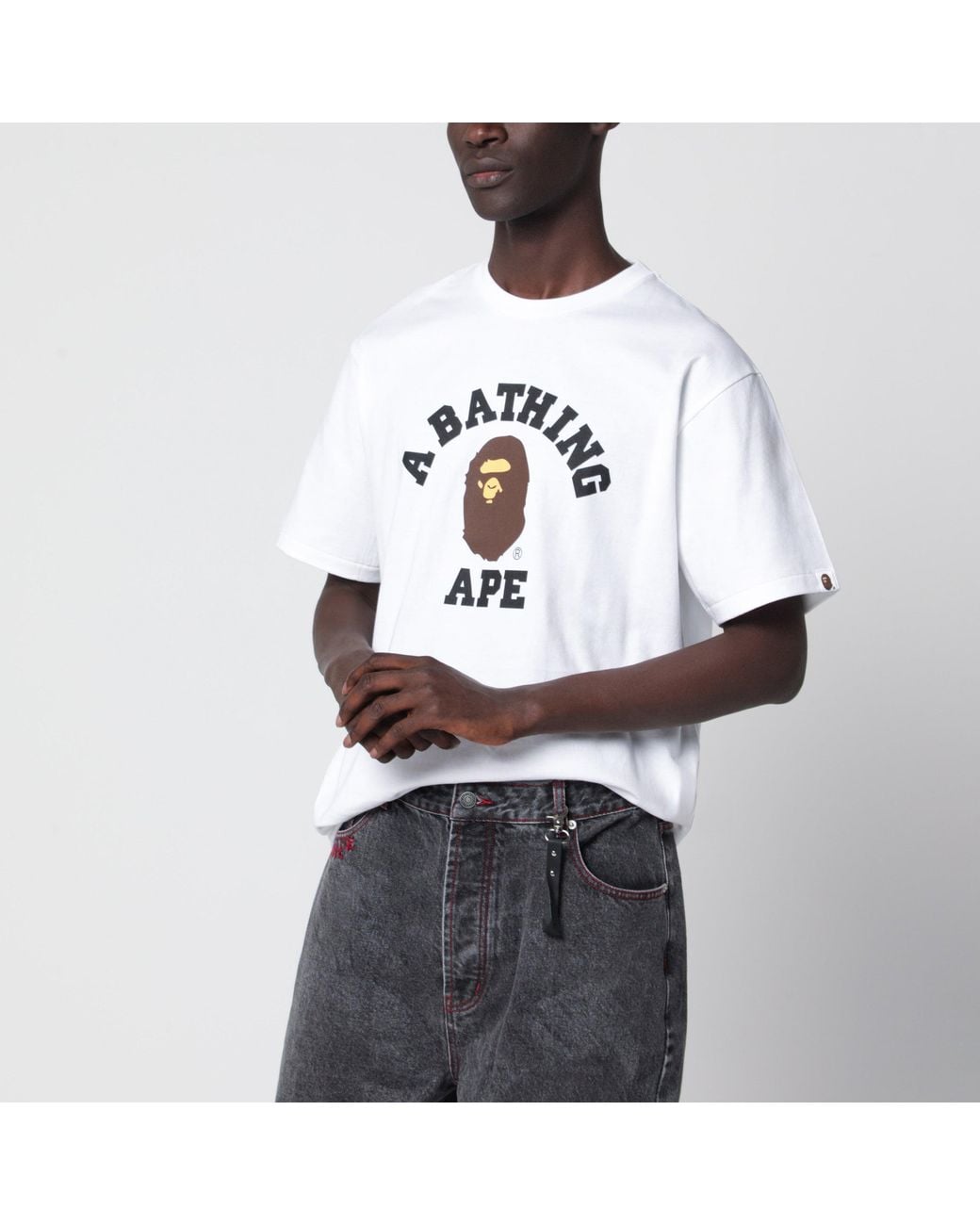 A Bathing Ape White College T-Shirt for men