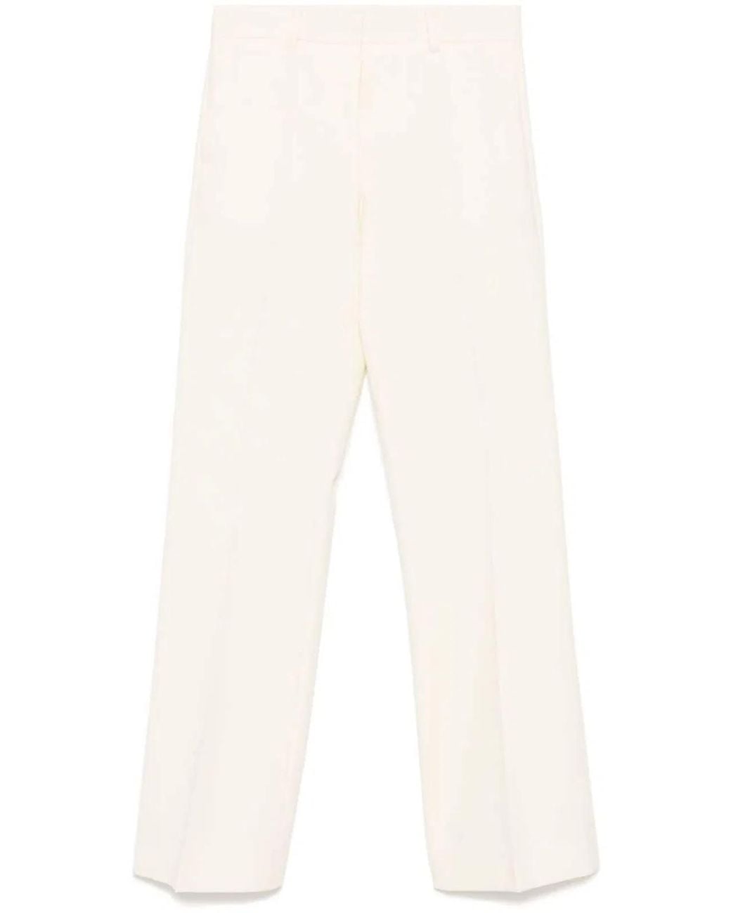 Alberto Biani White Wool Flared Trousers