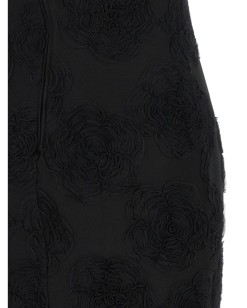 ROTATE BIRGER CHRISTENSEN Black Rotate Birger Christensen 'Flower Mesh Flounce' Dress
