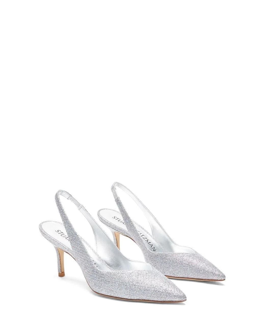 Stuart Weitzman White Eva 75 Slingback;Slv;5.5 C