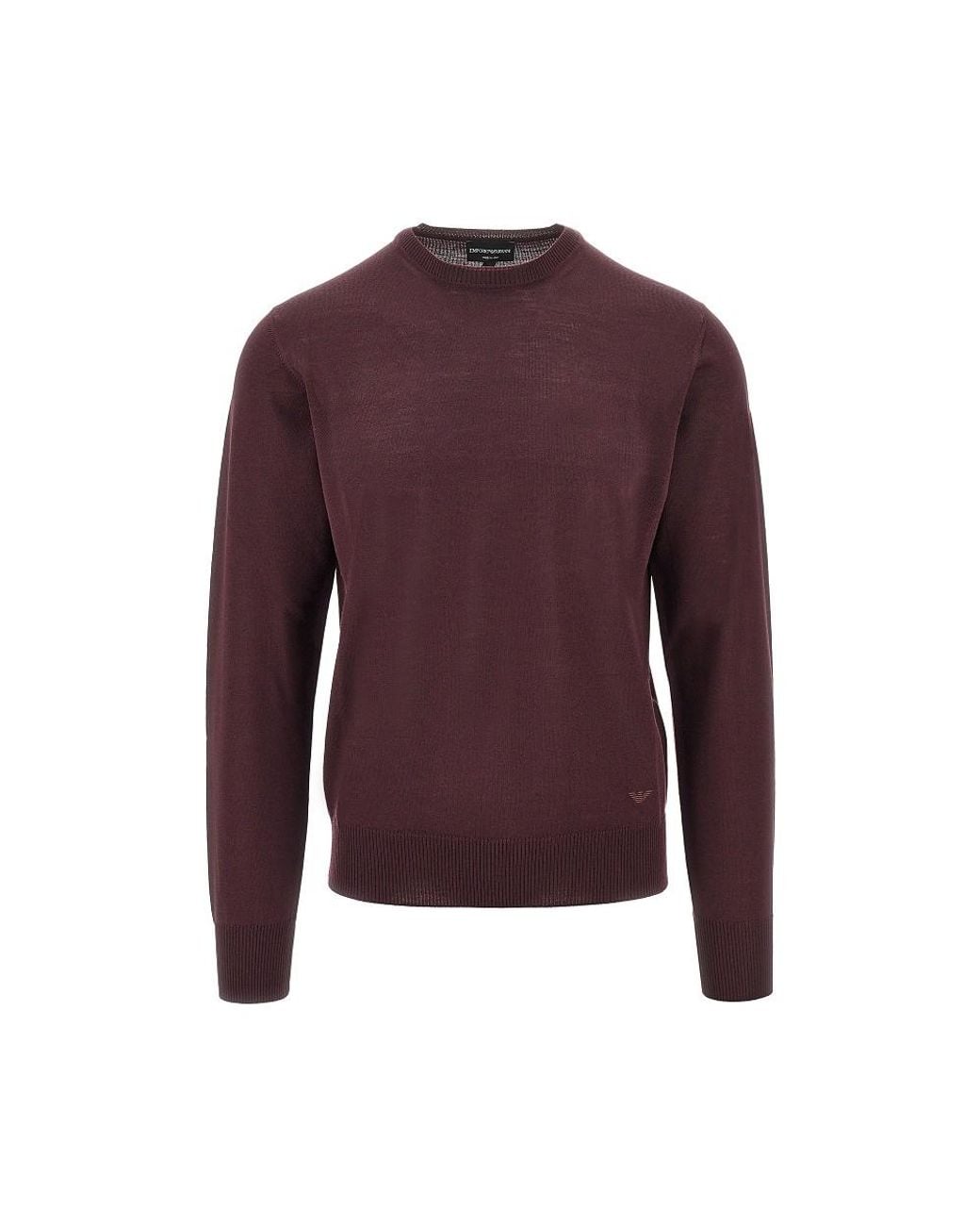 Emporio Armani Purple Virgin Wool Sweater With Eagle Embroidery for men