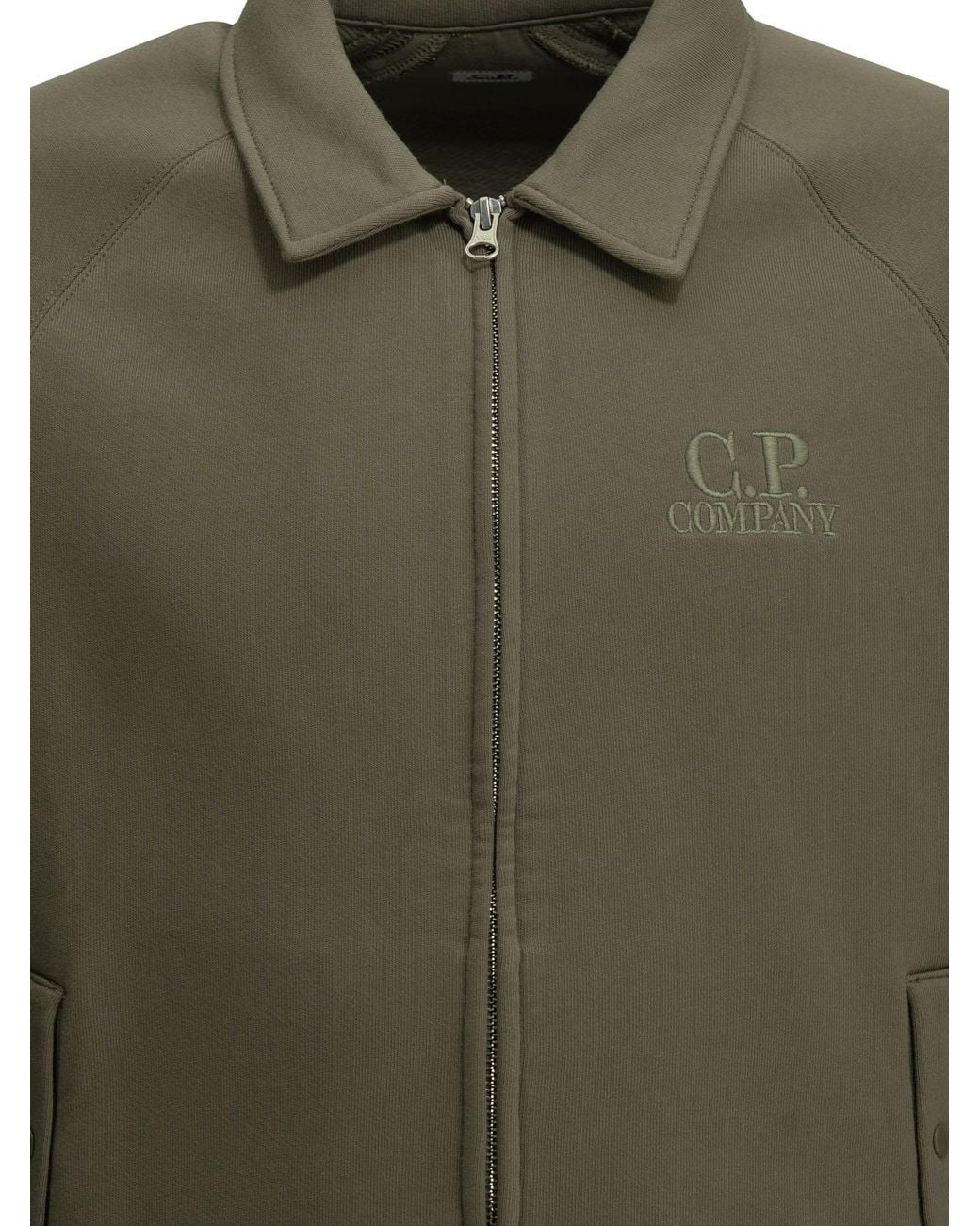 C P Company Green C.P.Company Zip-Up Sweatshirt With Logo for men