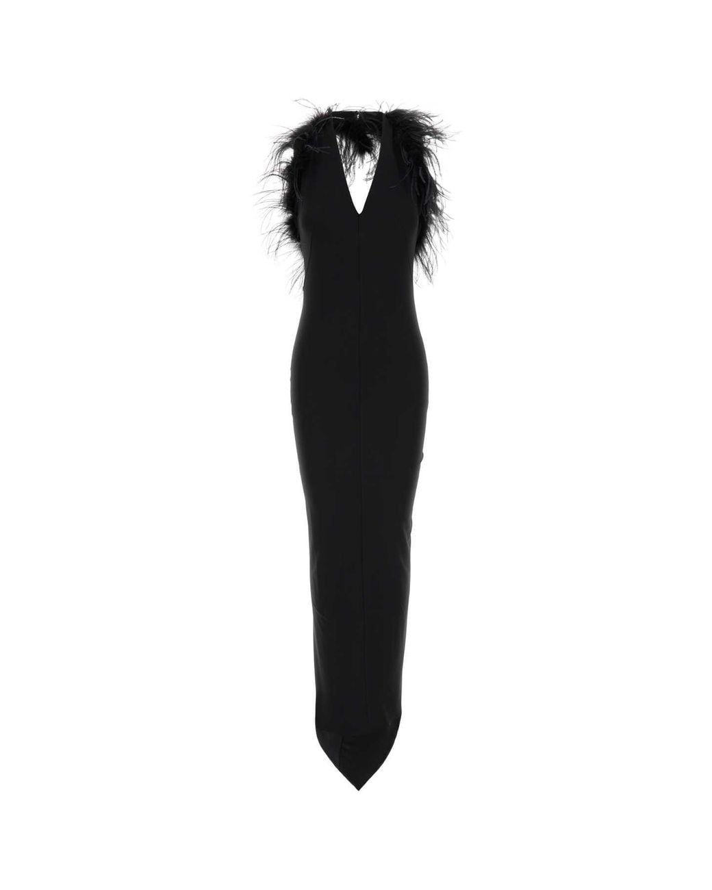 Blumarine Black Abito Lungo Piuma