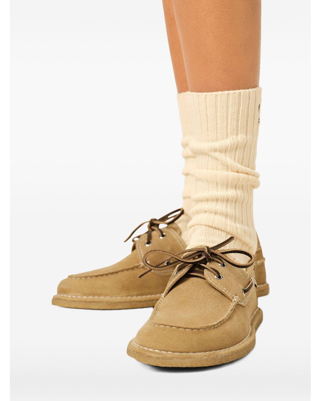 AMI Metallic Waxed Suede Boat Shoes for men