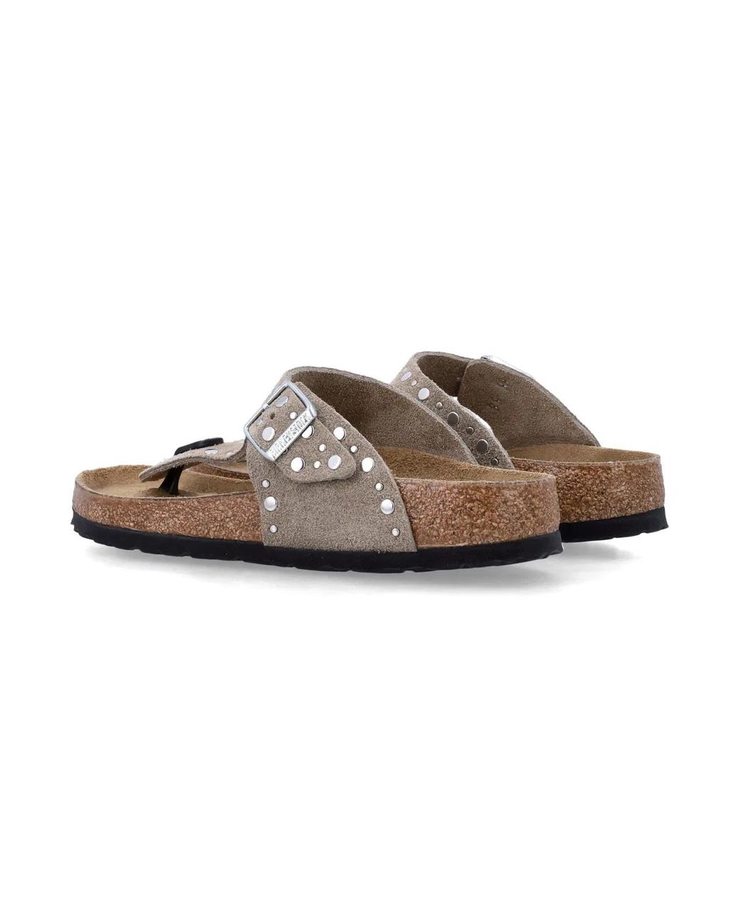 Birkenstock White Gizeh Rivet Border Sandals