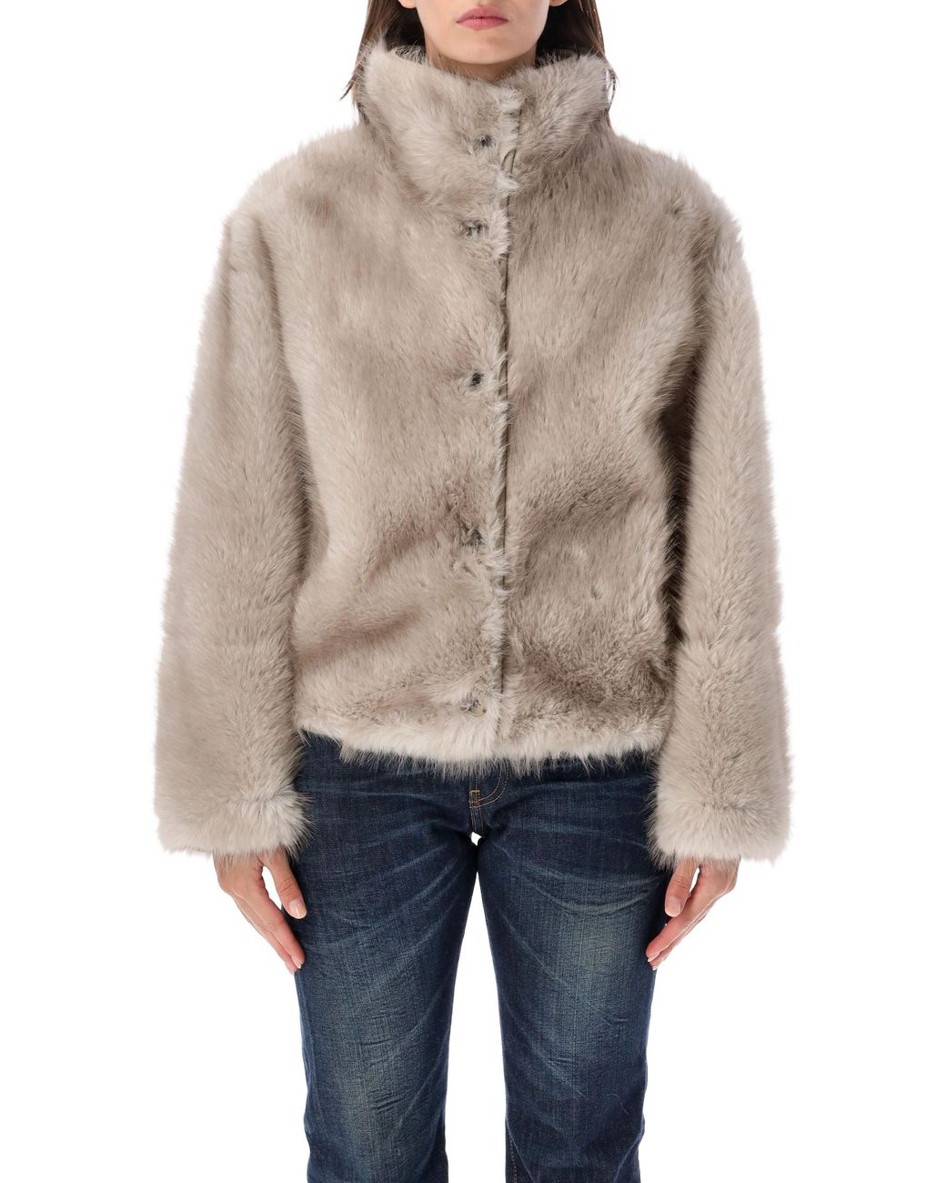 Urbancode Blue Short Jacket Toscana Faux Fur Reversabel
