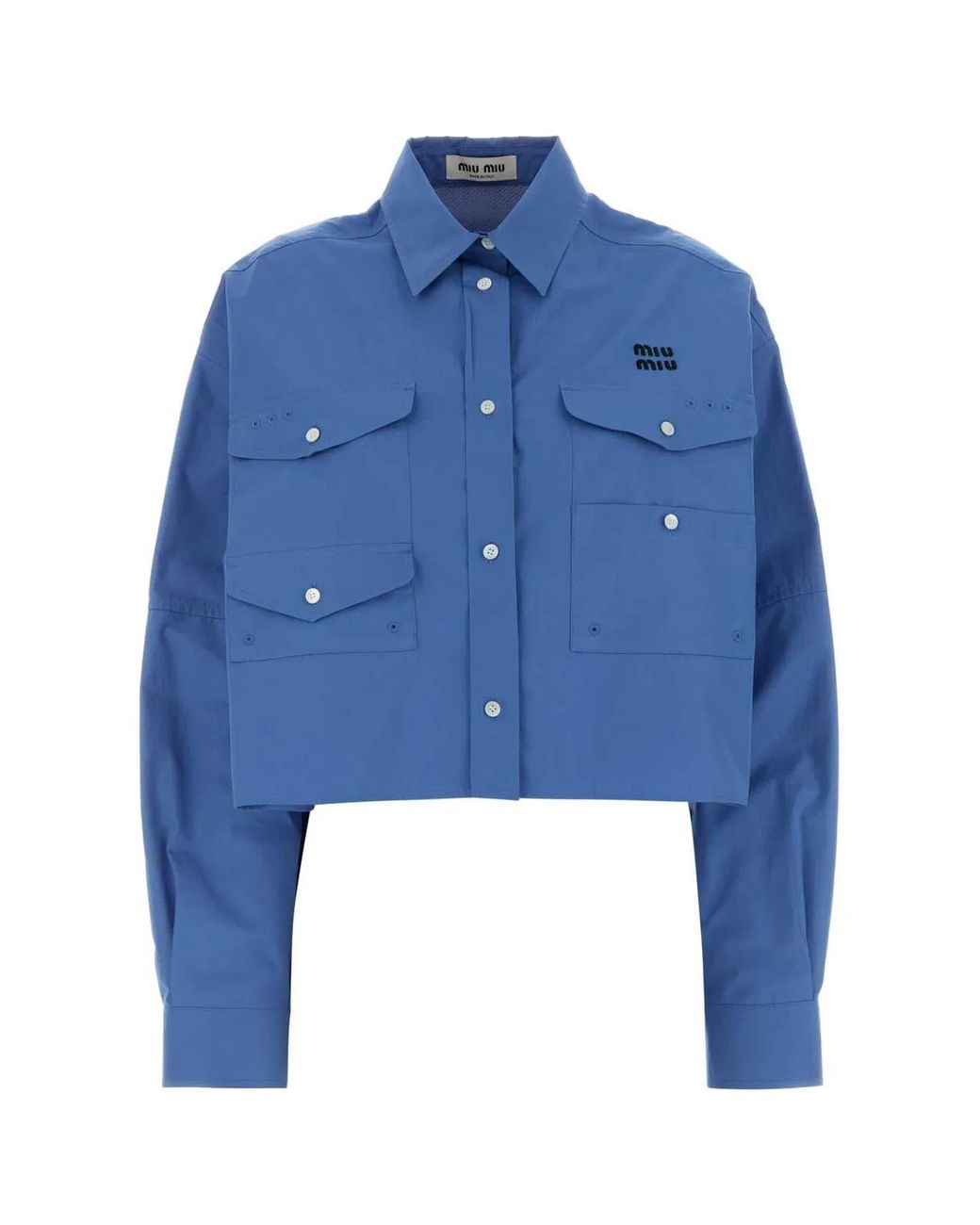 Miu Miu Blue Cerulean Poplin Oversize Shirt