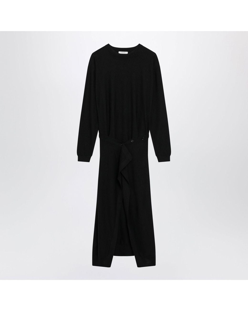 Lemaire Black Merino Wool Blend Midi Dress