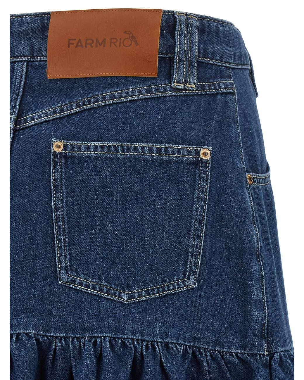 Farm Rio Blue Cotton Long Skirt