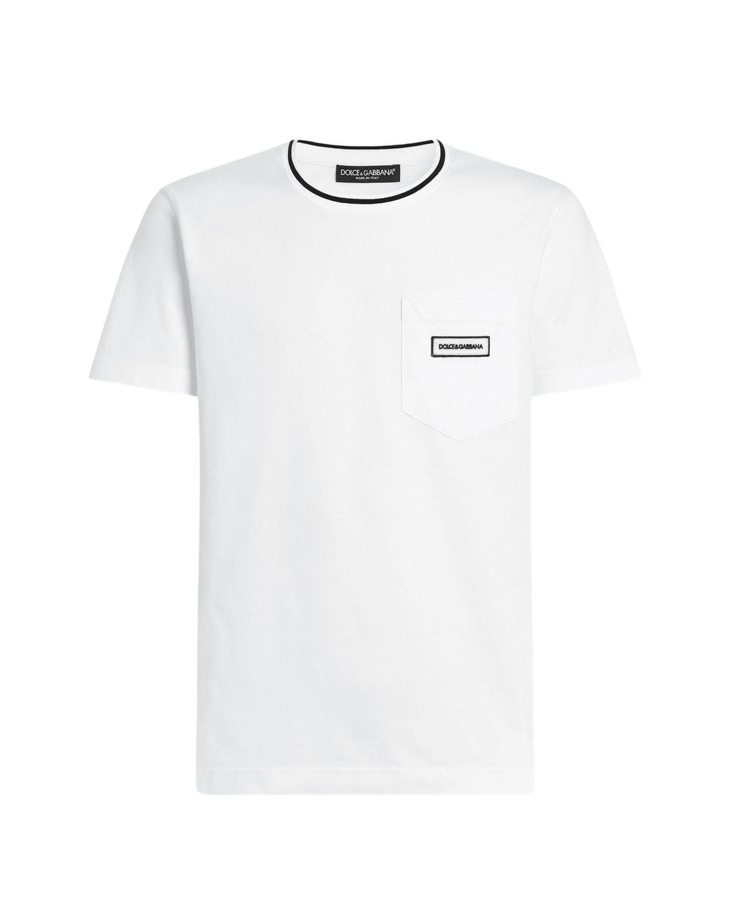 Dolce & Gabbana White Dolce & Gabbana T-Shirt With Pocket And Logo Patch for men