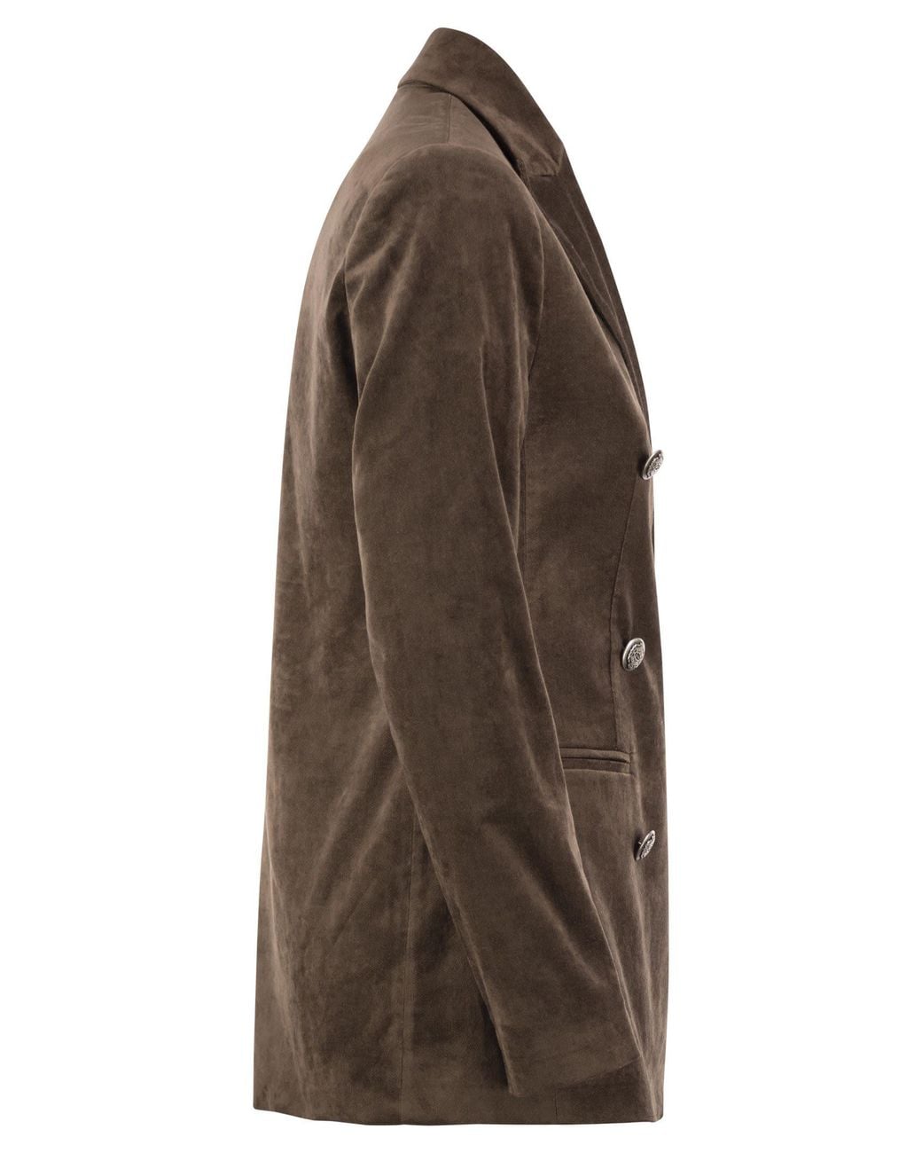 Antonelli Brown Double-Breasted Velvet Blazer