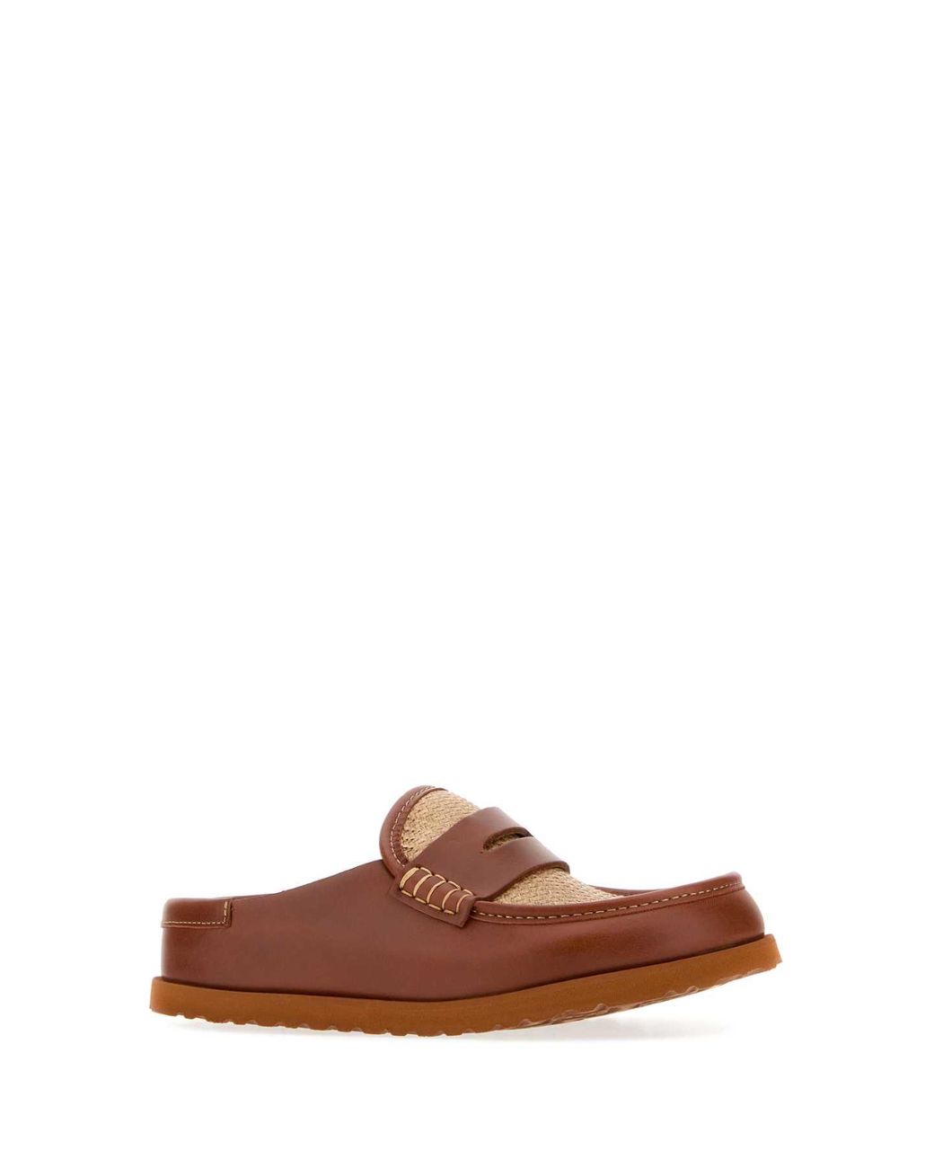 Birkenstock Brown Raffia And Nappa Leather Naples Slippers