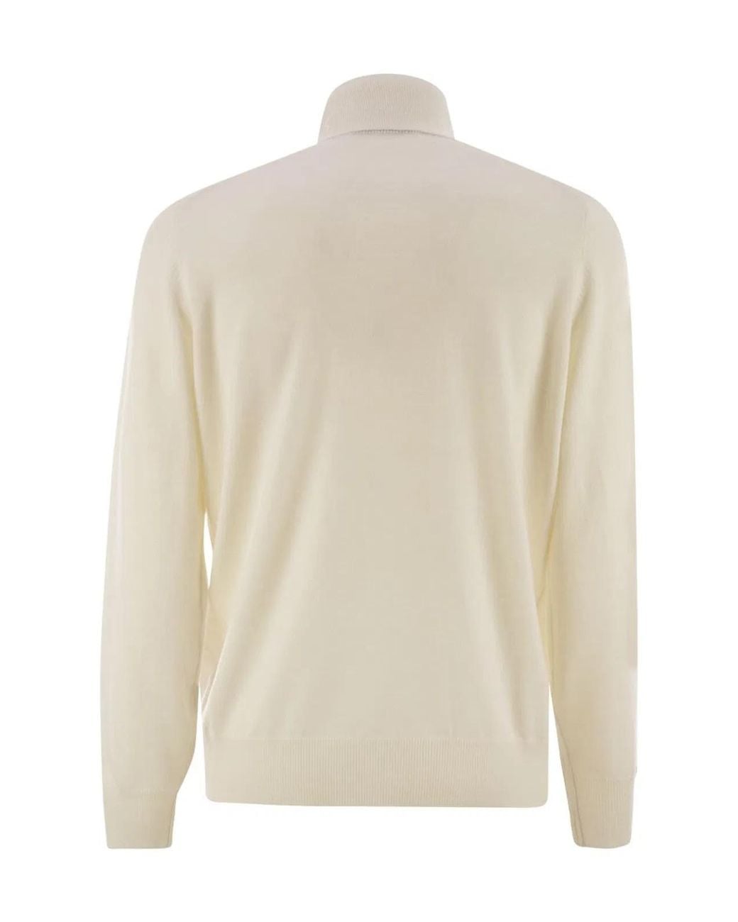 Brunello Cucinelli White Cashmere Turtleneck Sweater for men