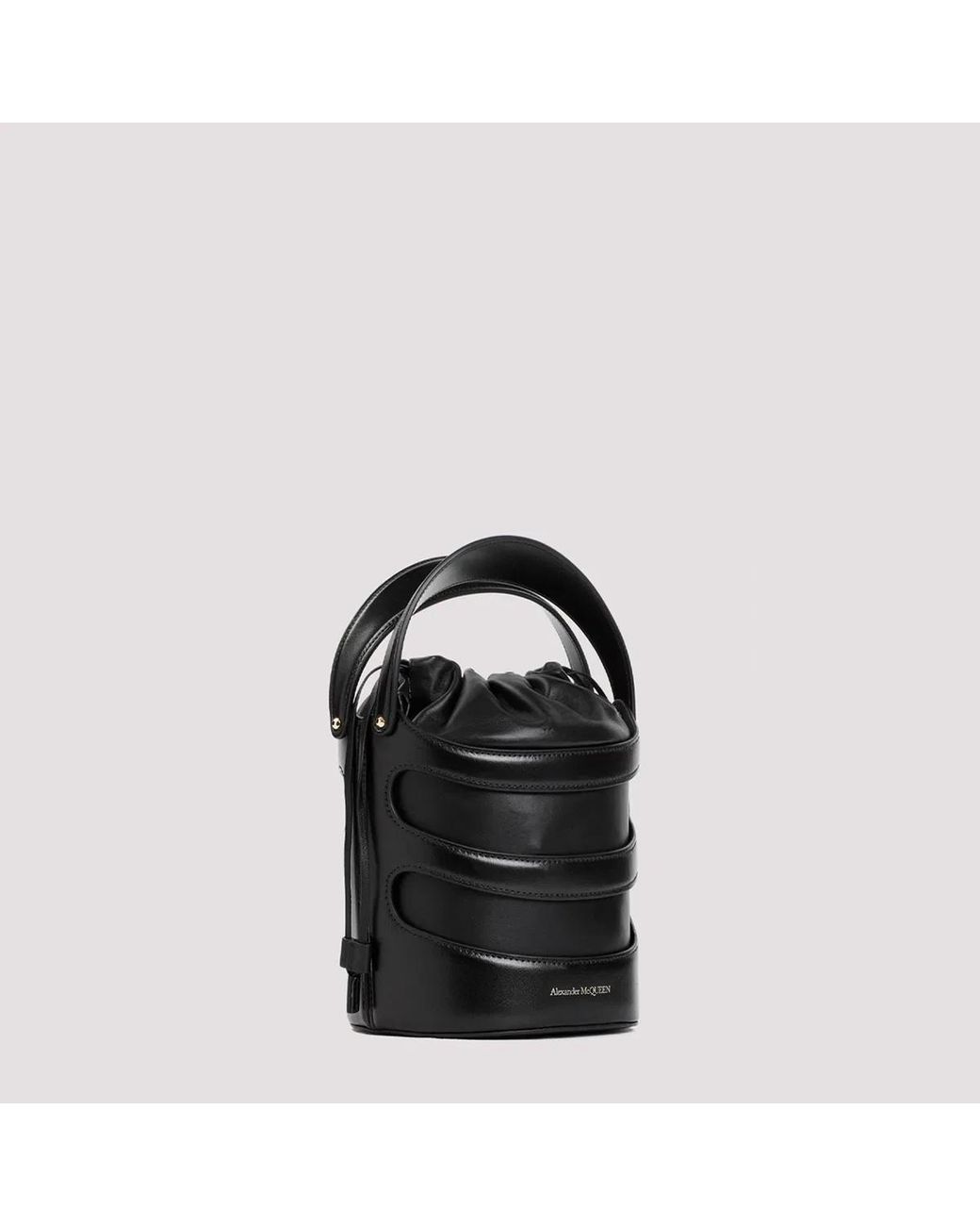 McQueen Black Leather The Rise Bucket Bag
