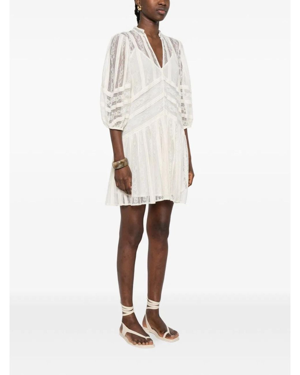 Twinset White Mother Of Pearl Silk Dress
