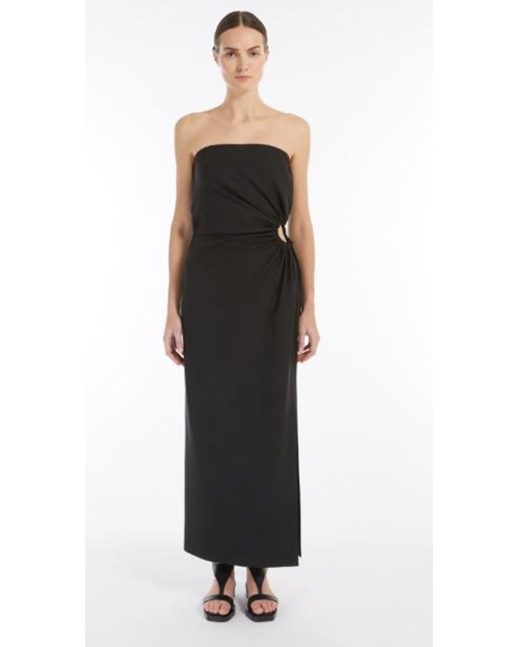 Max Mara Black Sleeveless Gathered Zip
