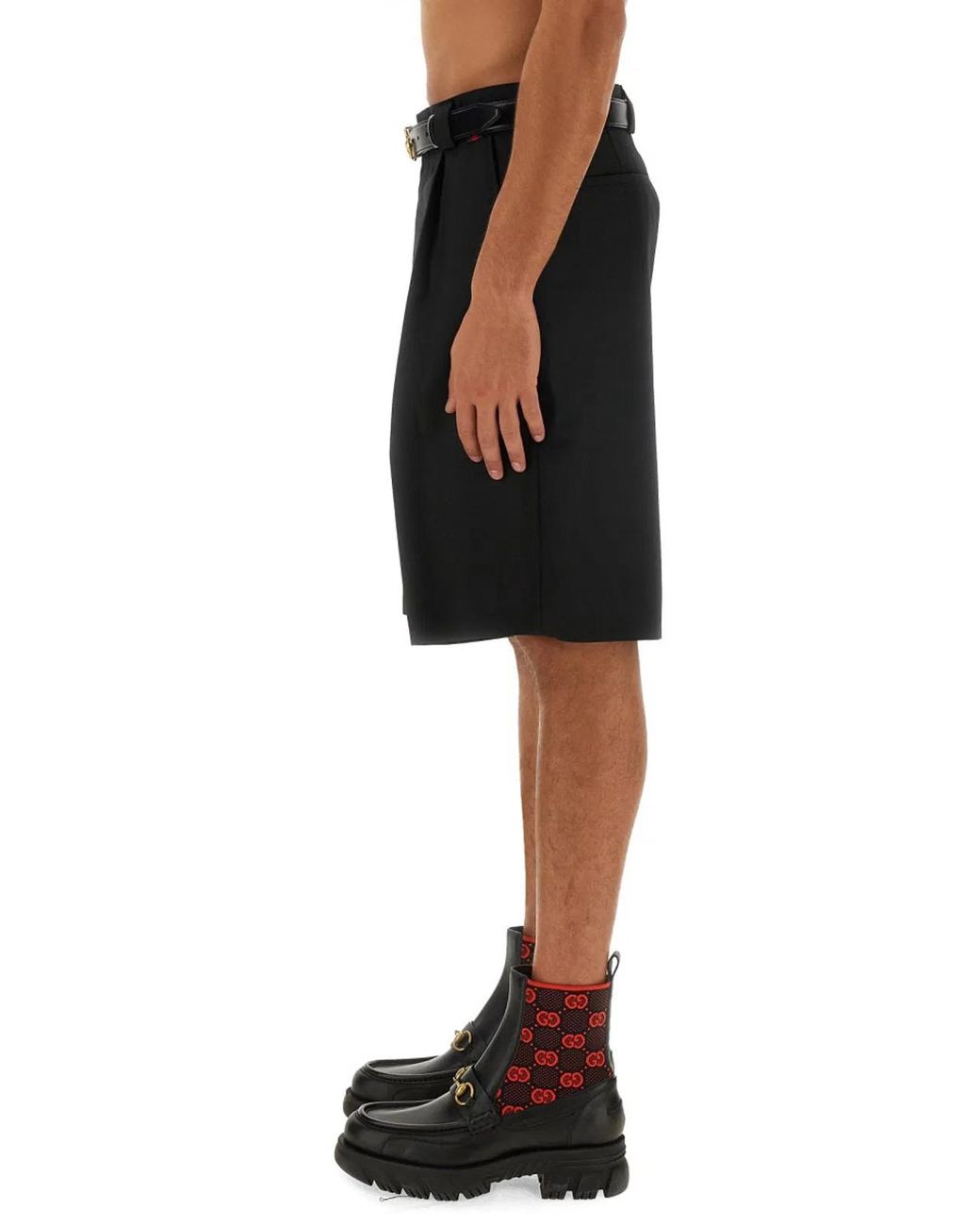 Gucci Black Wool Blend Twill Shorts for men