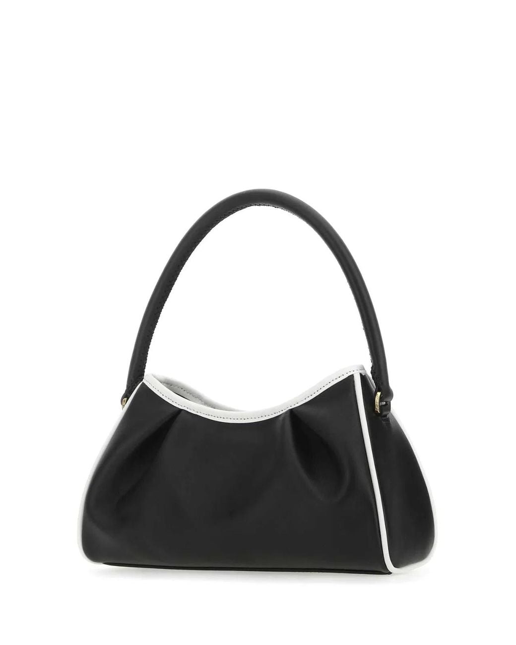 Elleme Black Two-Tone Leather Dimple Moon Shoulder Bag