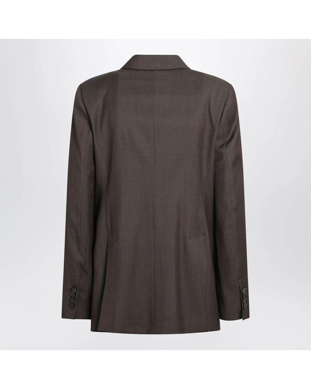 Max Mara Brown Leather Doublebreasted Wool Jacket