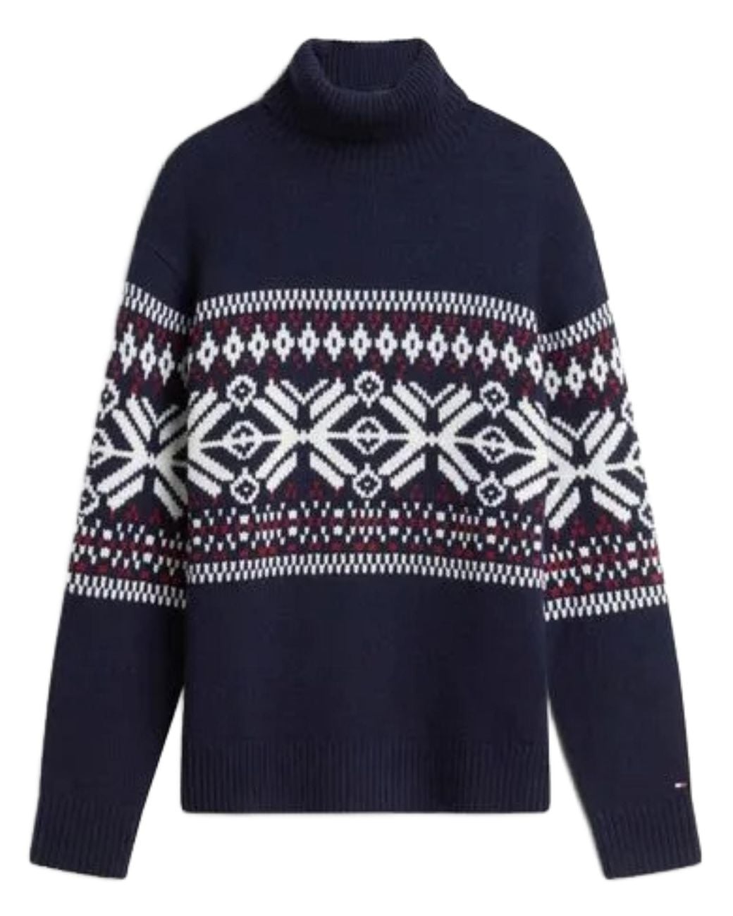 Tommy Hilfiger Blue Fair Isle Wool Blend Roll Neck Sweater for men