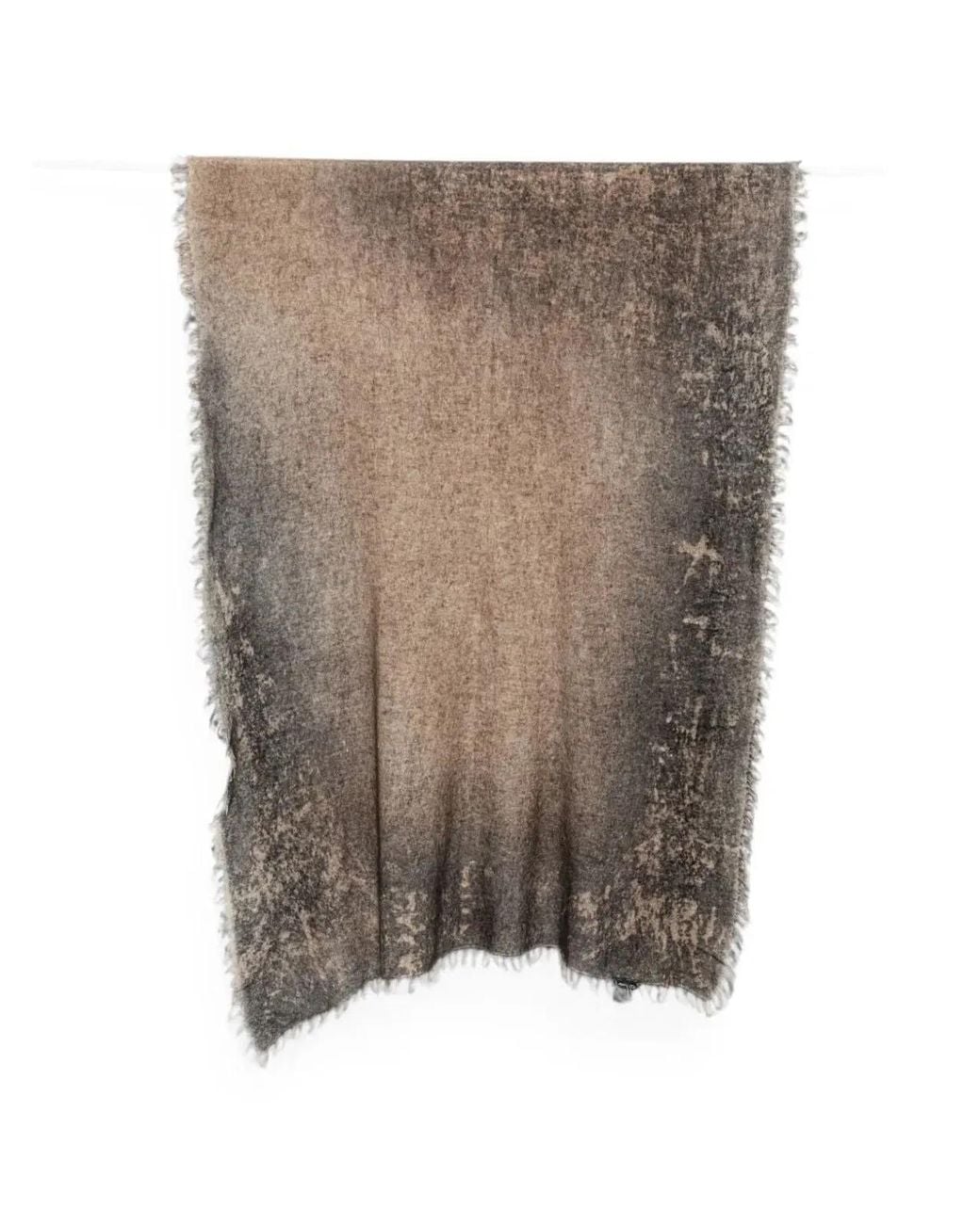 Avant Toi Brown Charcoal Effect Cashmere Scarf 185X90