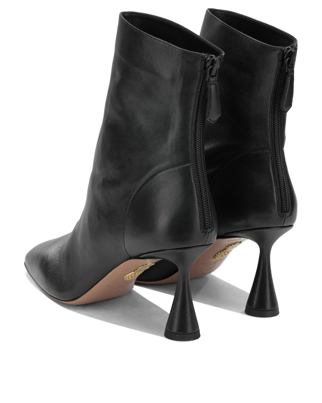 Aquazzura Black "Amore 75 Mm" Ankle Boots With Zipper