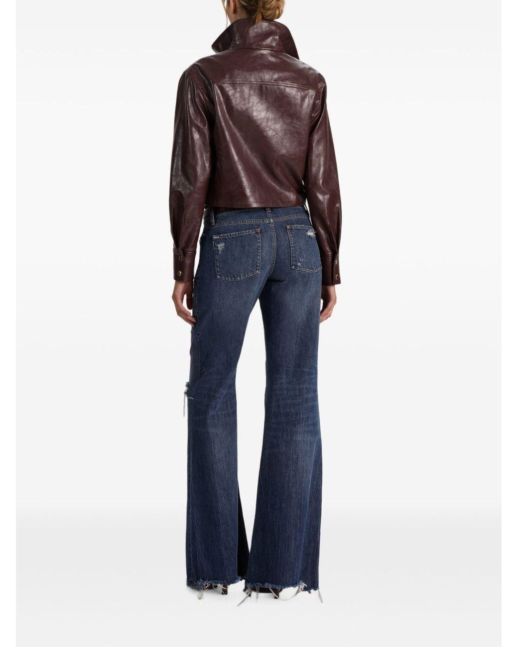 Alice + Olivia Brown James Vegan Leather Jacket