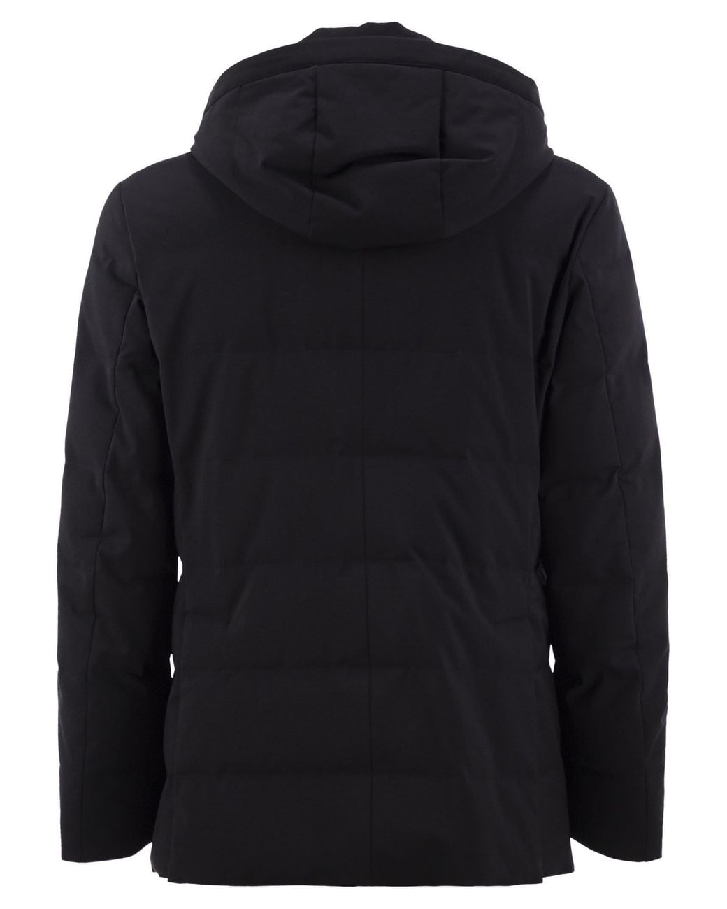 Montecore Black Hooded Down Jacket With Detachable Inner Bib for men