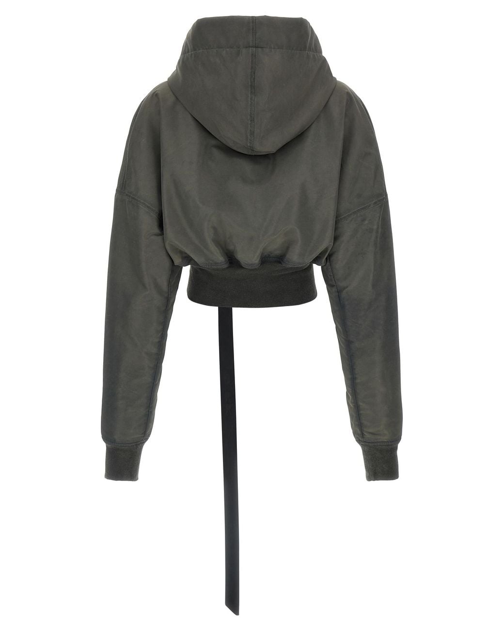 Rick Owens Black 'Hooded Cropped Flight' Bomber Jacket